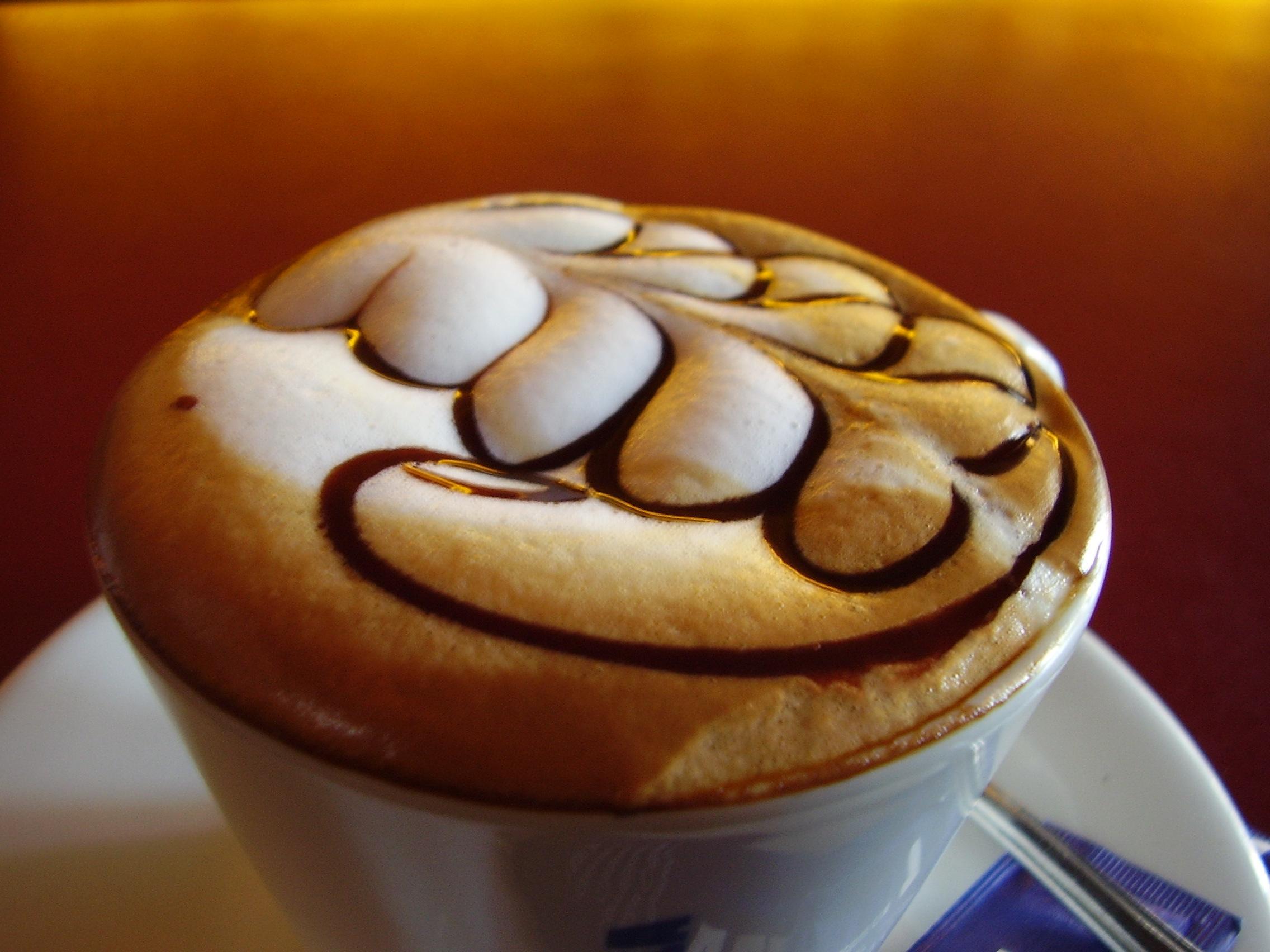 Latte art coffee cup