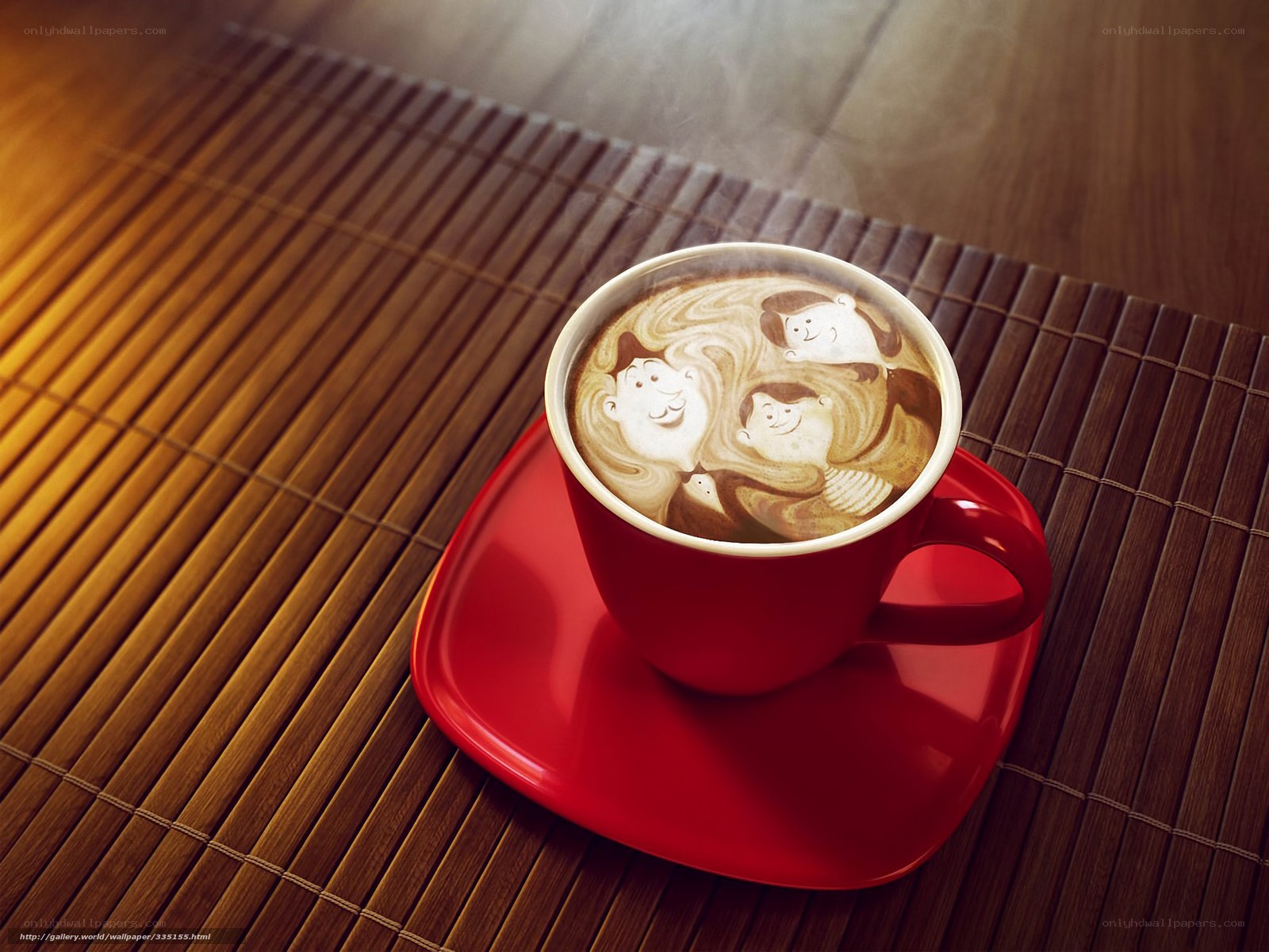 Latte art family scene
