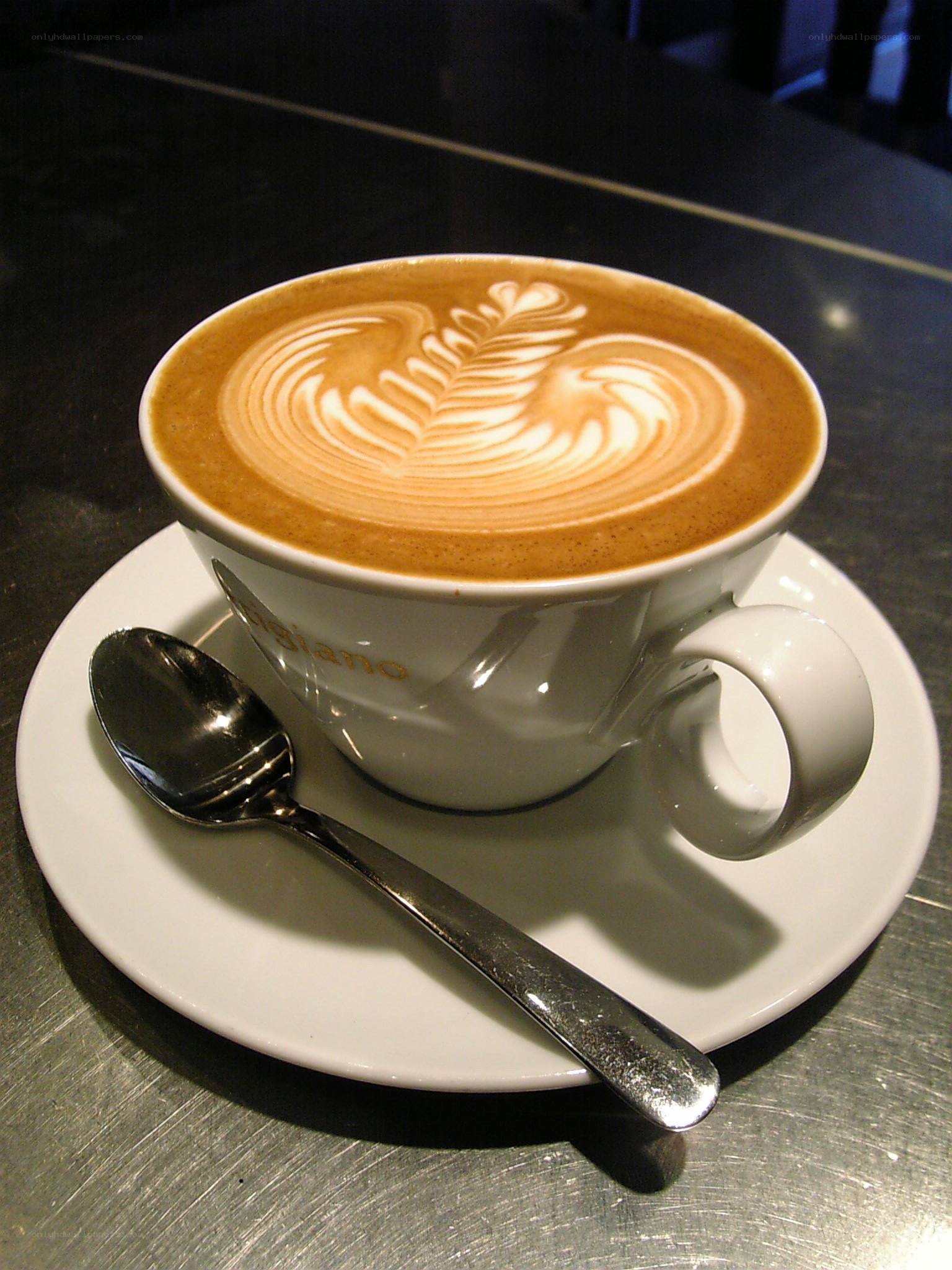 Latte art in a white cup