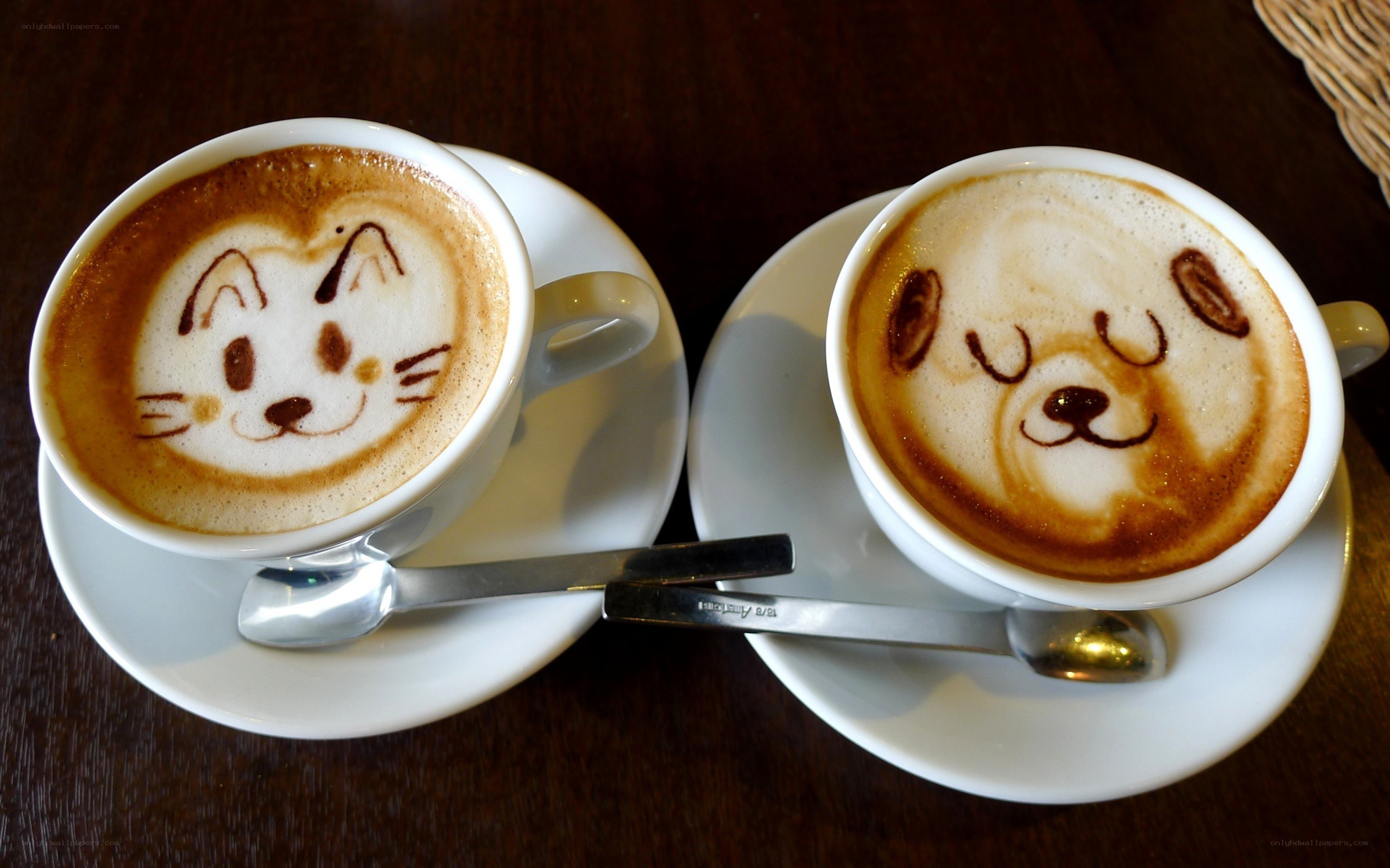 Latte art with animal faces