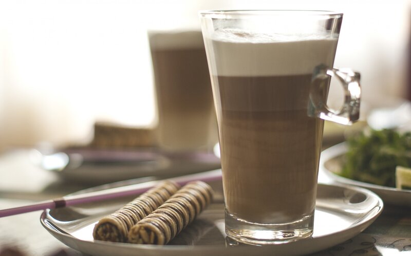 Latte in Glass Cup