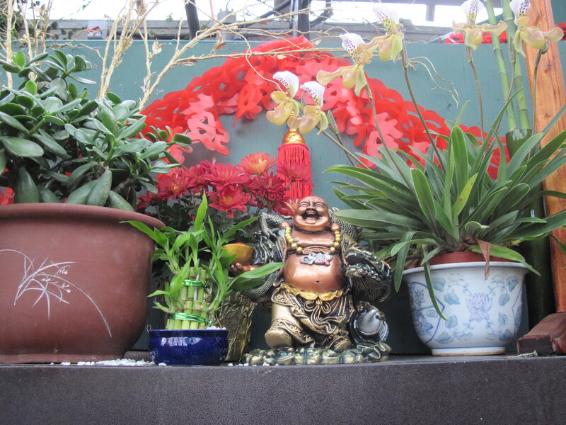 Laughing Buddha Statue — Green, Festive