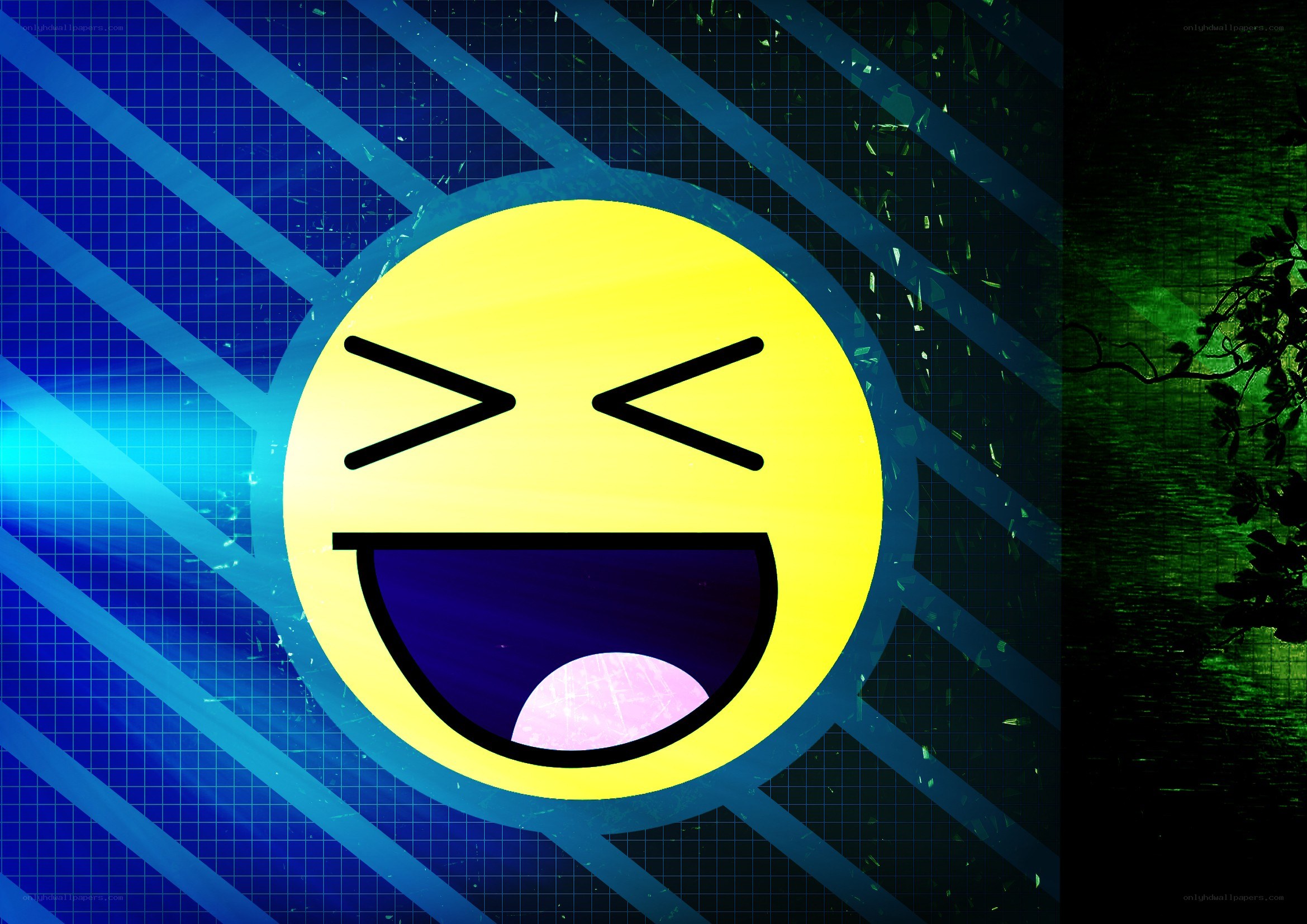Laughing emoji on digital background
