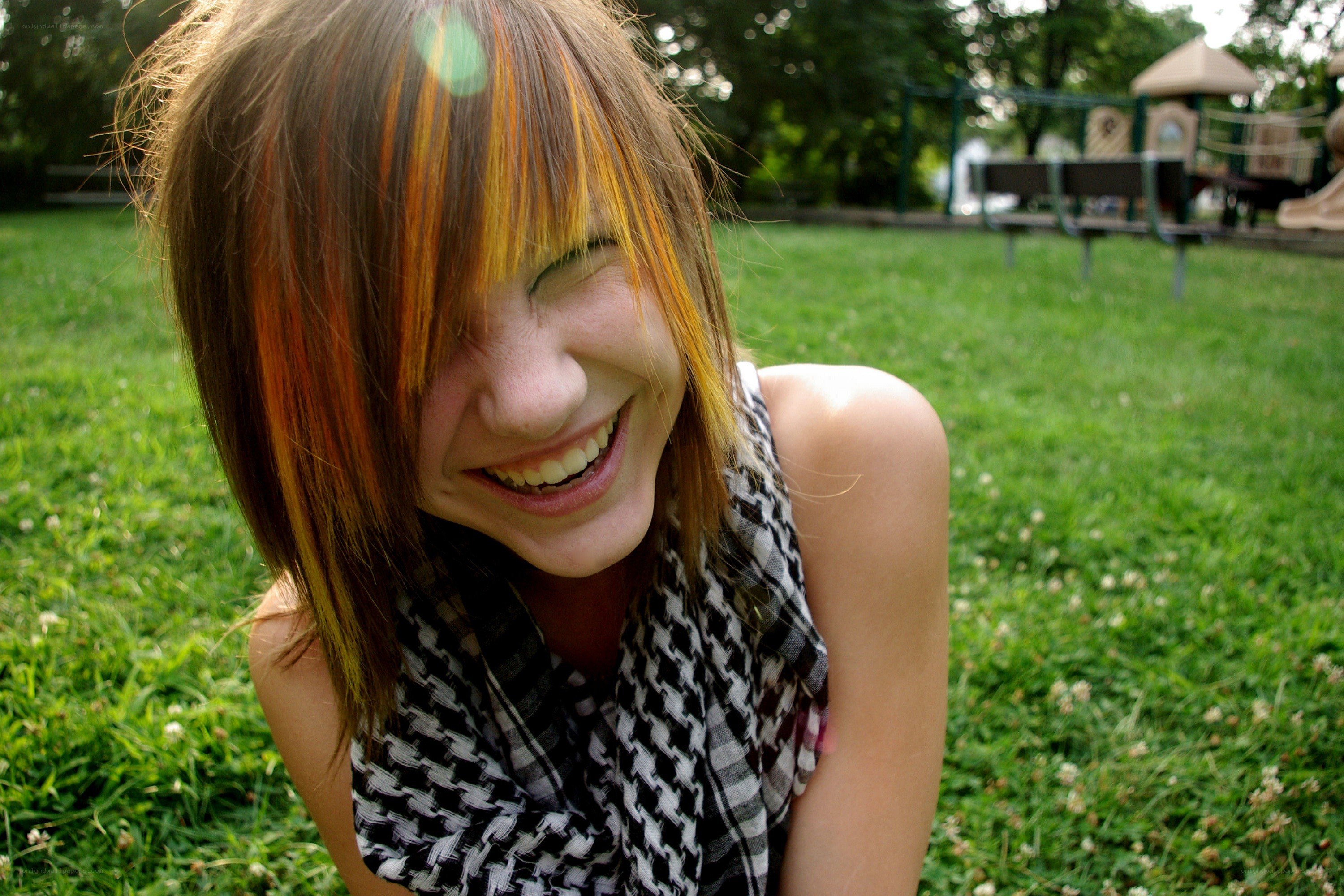 Laughing girl in park