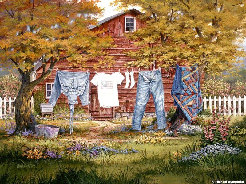 Laundry day in autumn