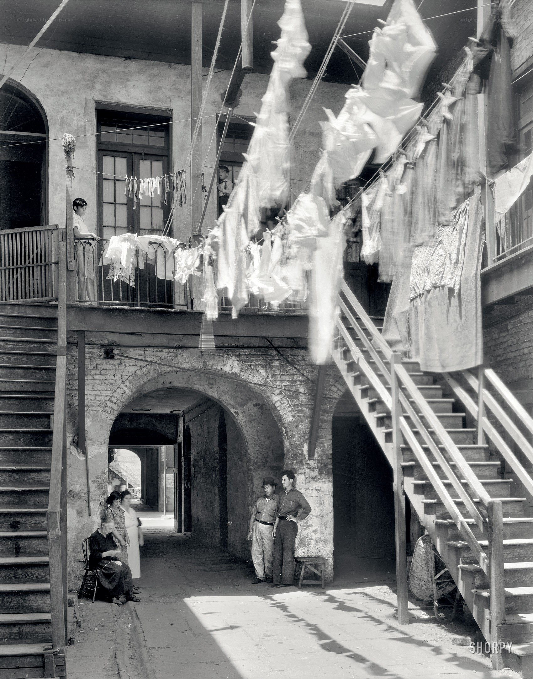 Laundry in a courtyard