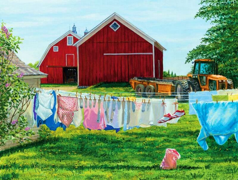 Laundry on a Clothesline — Red, Serene