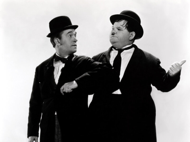 Laurel and Hardy in classic pose