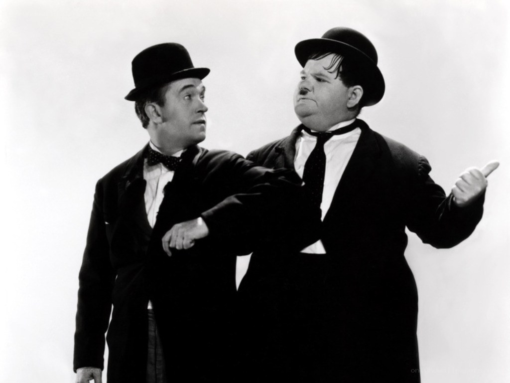 Laurel and Hardy in classic pose