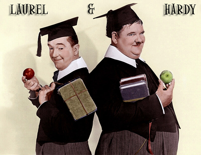 Laurel and Hardy in graduation