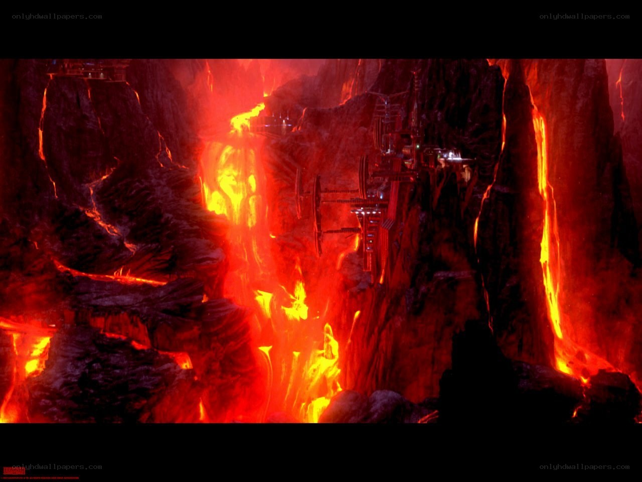lava canyon with structures