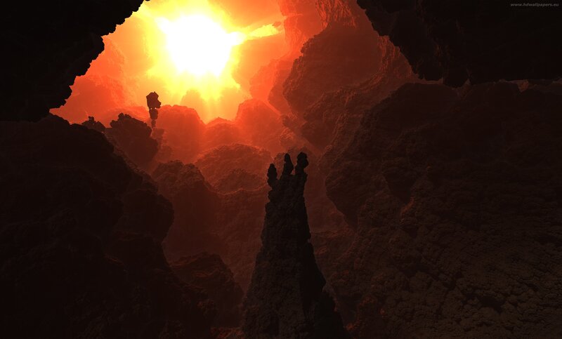 lava cave with sun