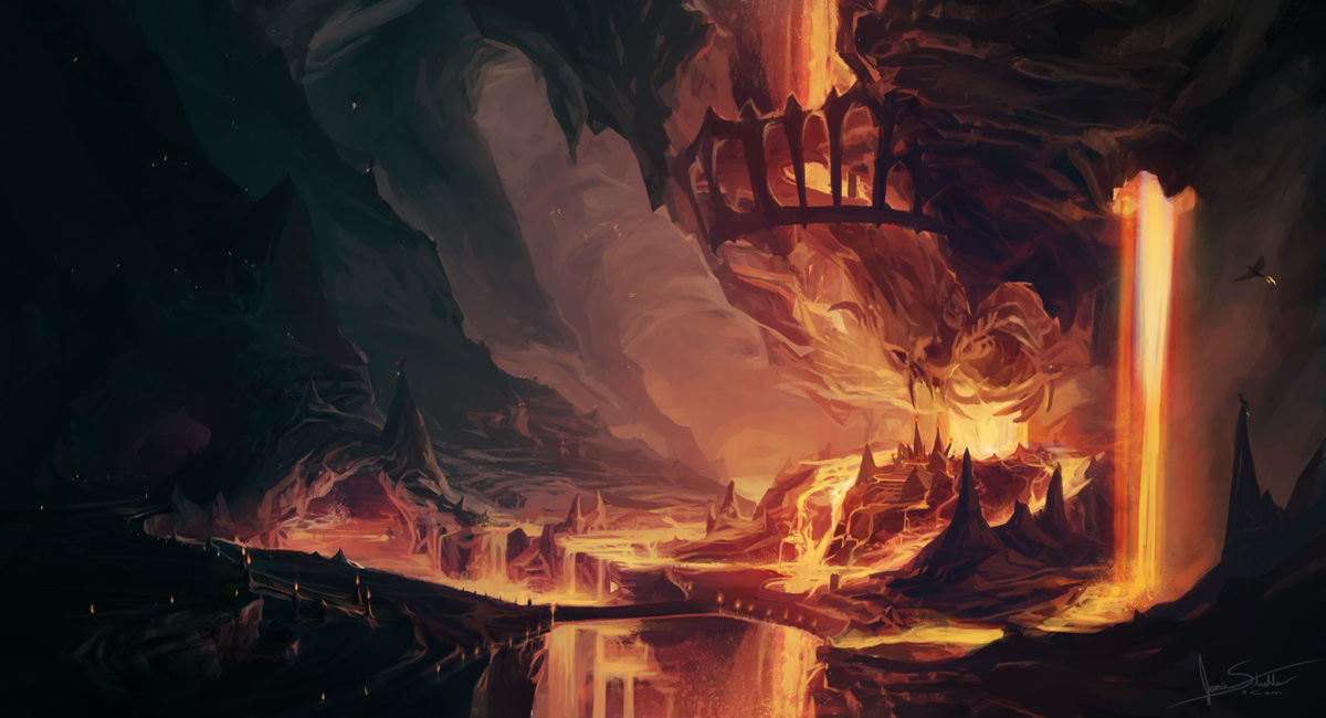 lava cavern with ancient ruins