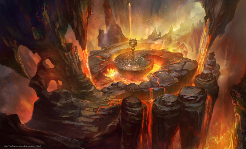 lava cavern with central altar