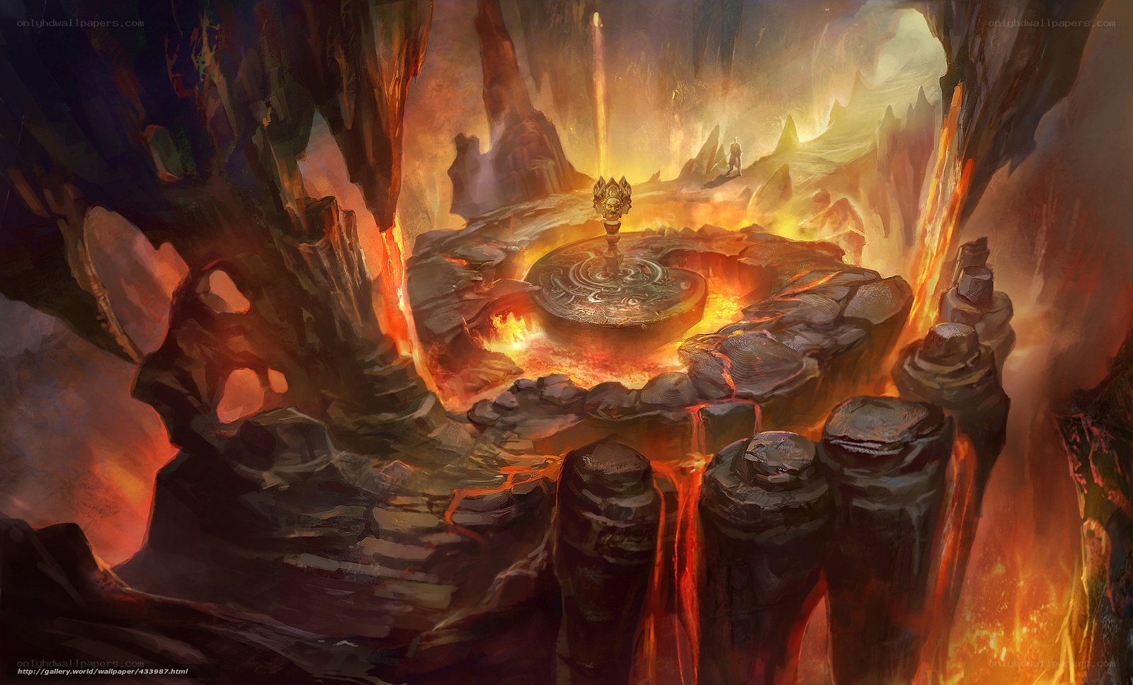lava cavern with central altar