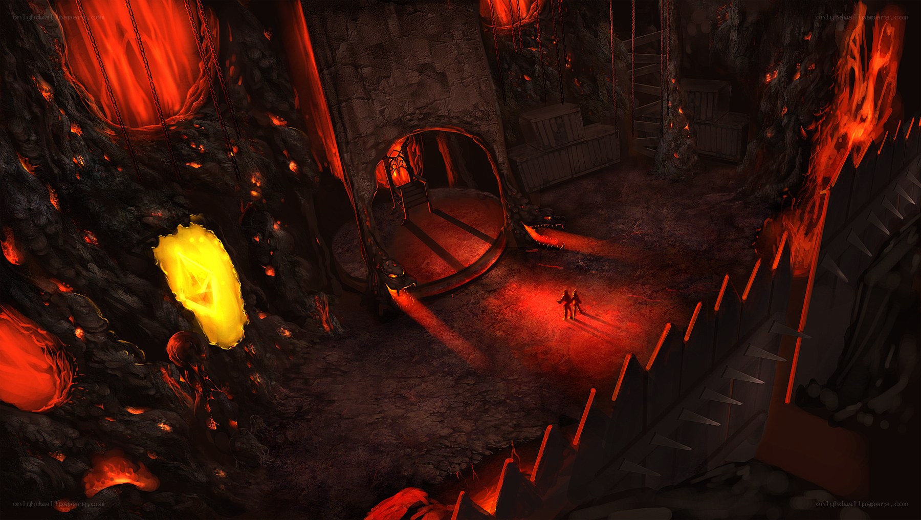 lava cavern with glowing portal