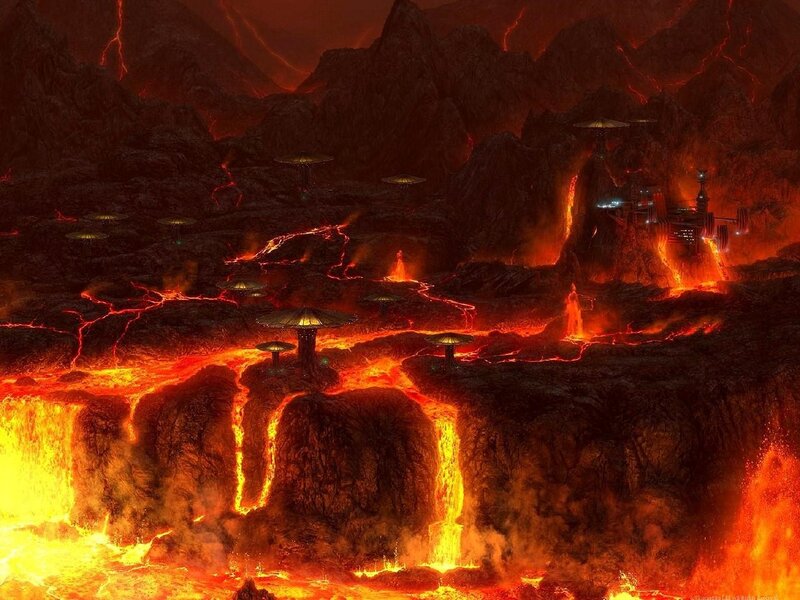 Lava-covered Alien Landscape — Red, Dramatic