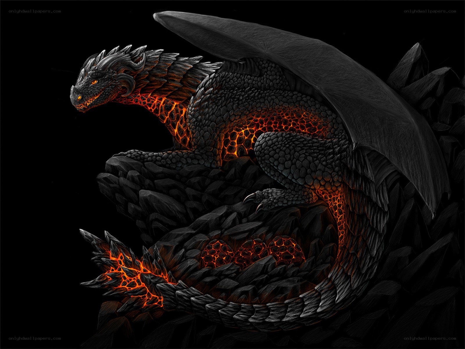 lava dragon on rocky terrain