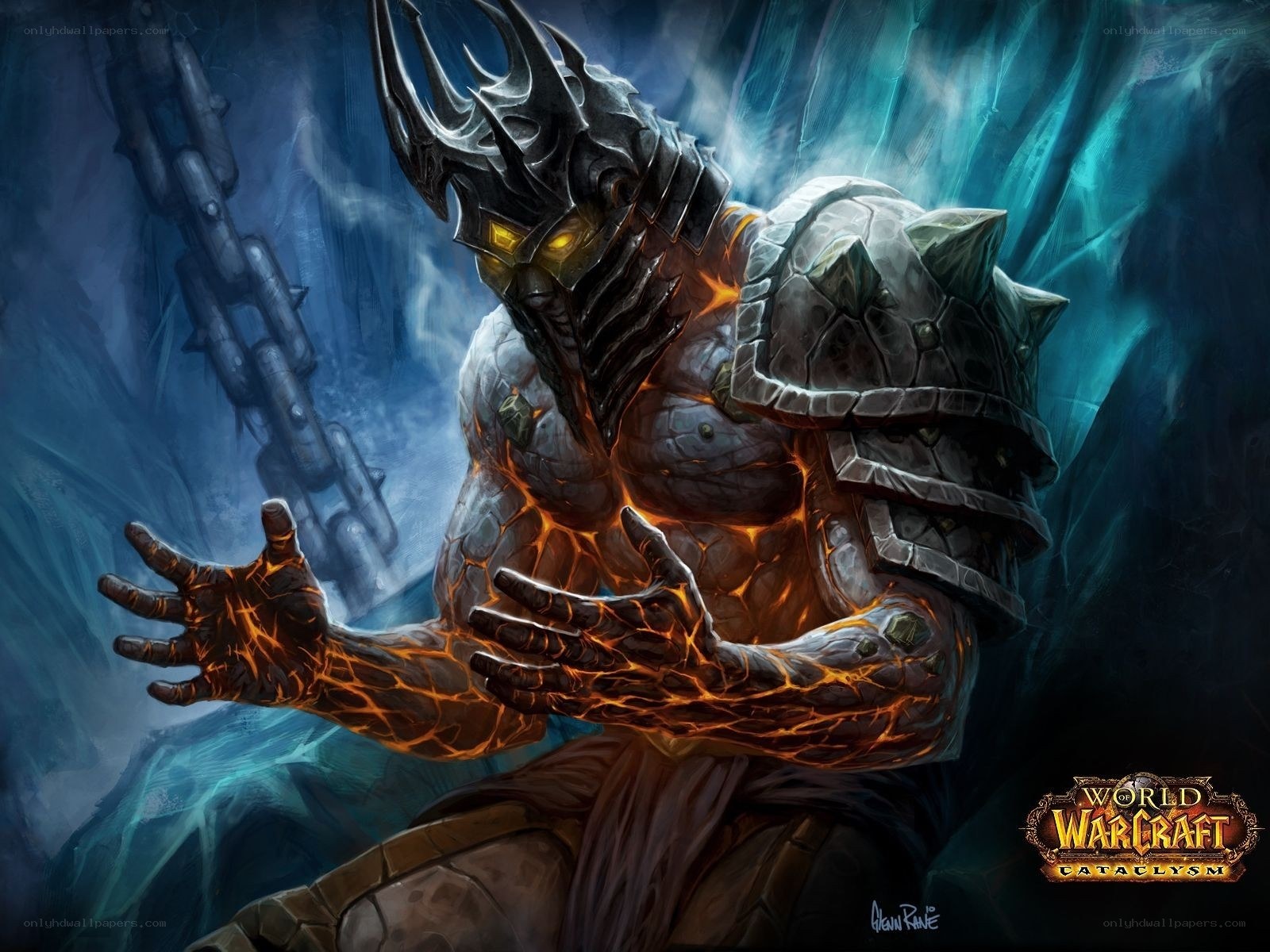 Lava-encased warrior in ice