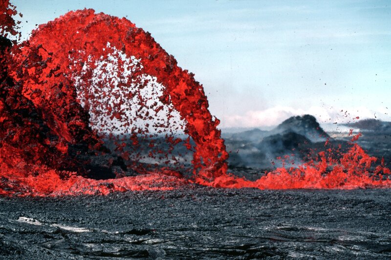 Lava erupting from a volcano