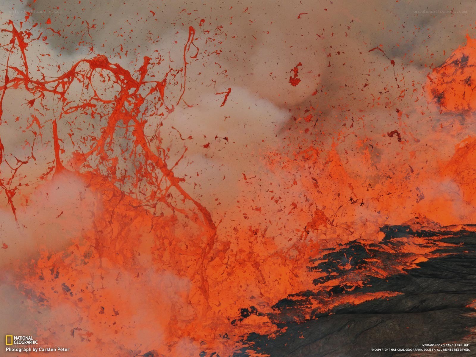 Lava erupting from Nyiragongo