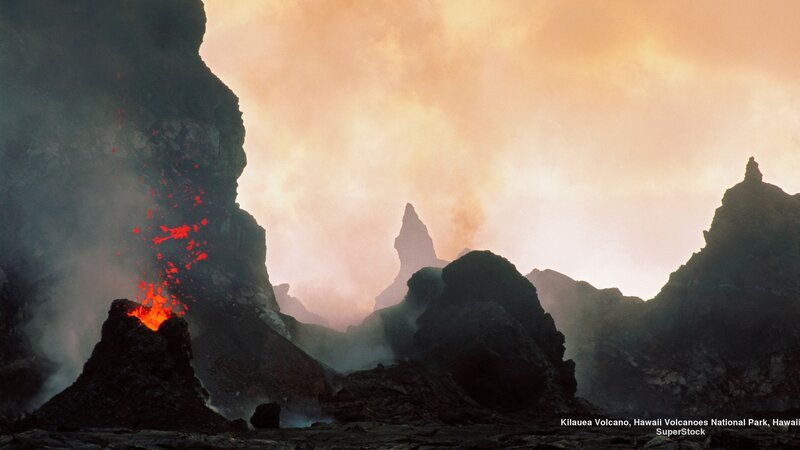 Lava Erupting from Volcano — Orange
