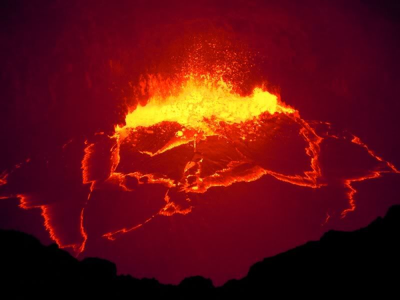Lava Erupting from Volcano — Red