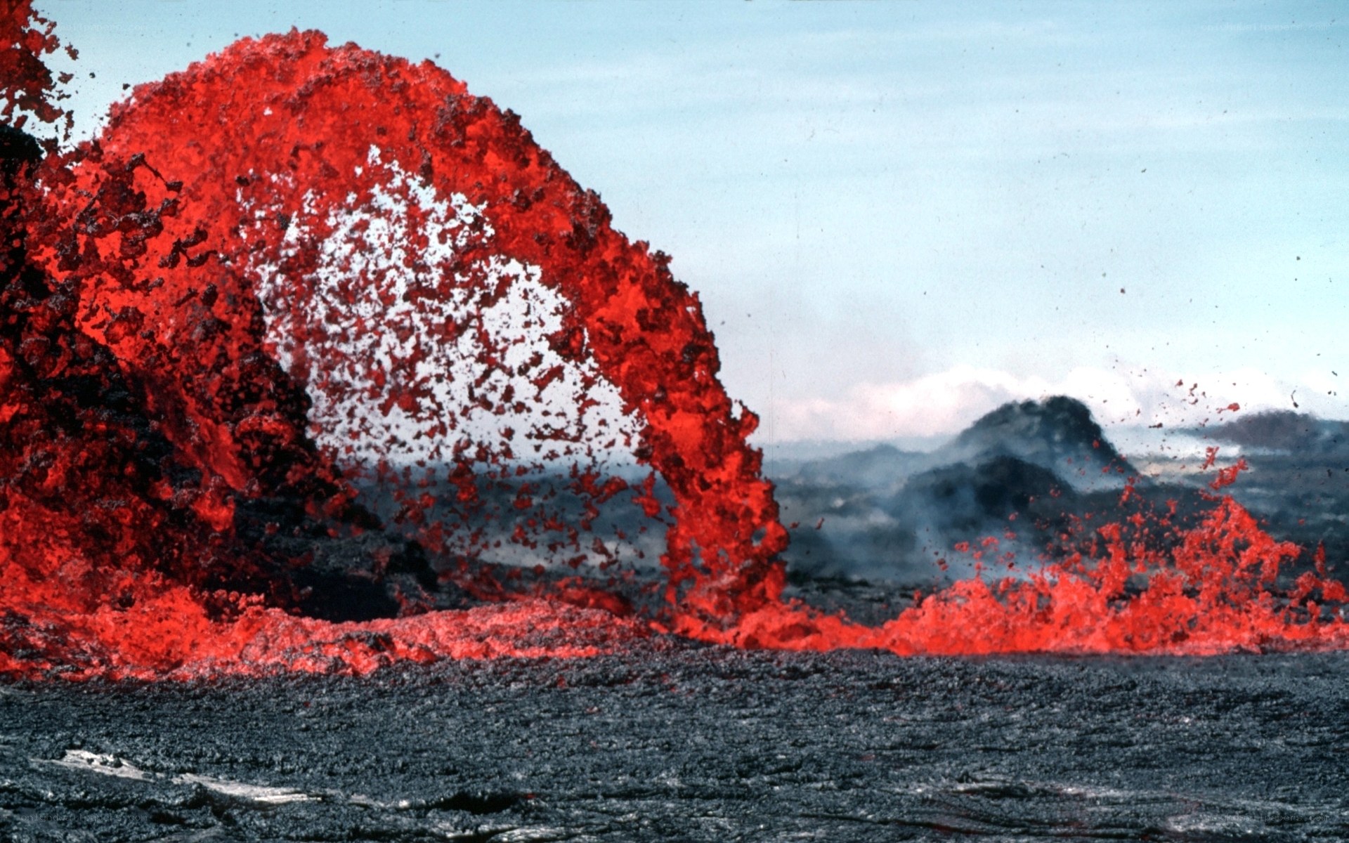 Lava erupting from volcano