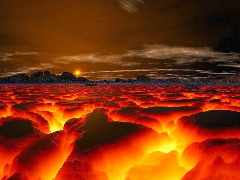 Lava Field Landscape — Red