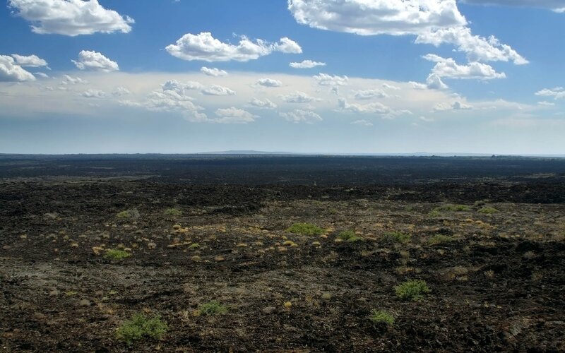 lava field under cloudy sky
