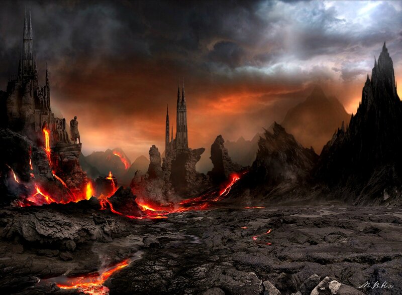 lava-filled fantasy landscape