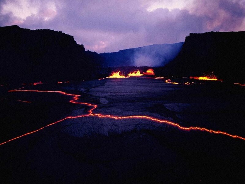 Lava flow at dusk