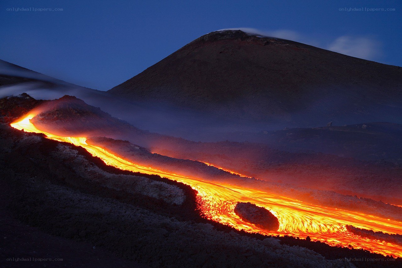 Lava flow at dusk