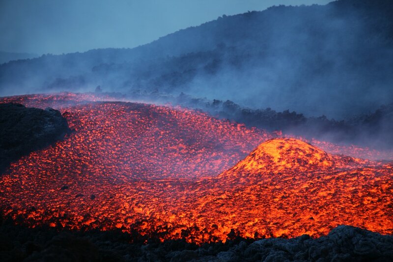 Lava flow at dusk