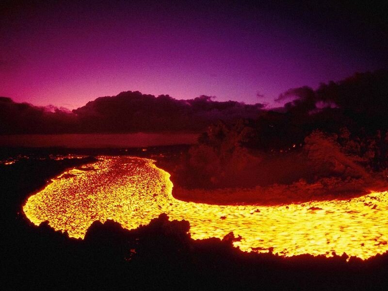 Lava flow at dusk