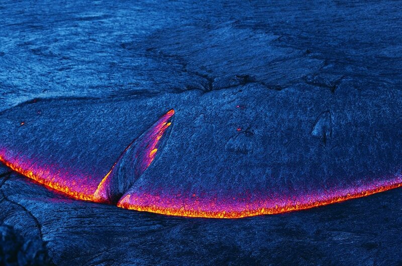 Lava flow at night