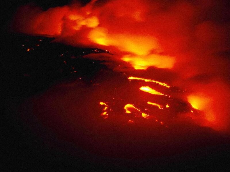 Lava flow at night