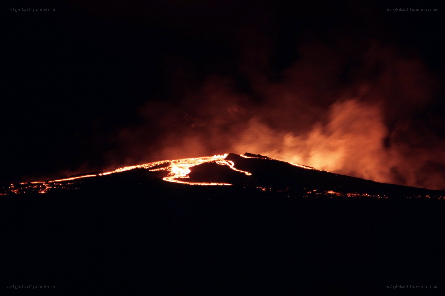 Lava flow at night