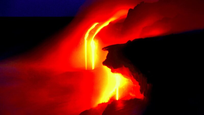 Lava flow at night