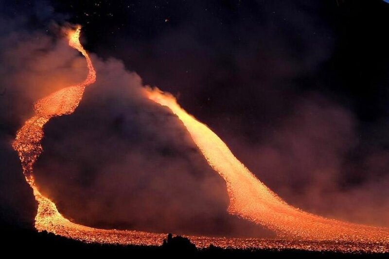Lava Flow at Night — Orange