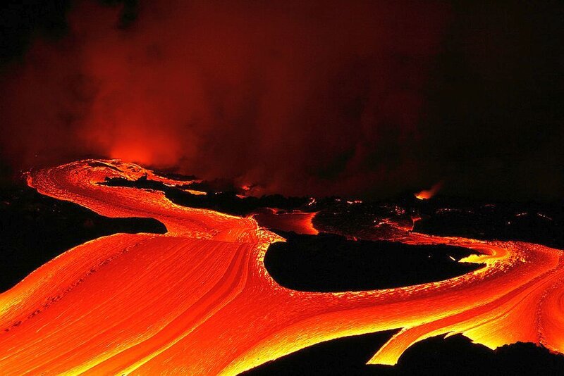 Lava Flow at Night — Red