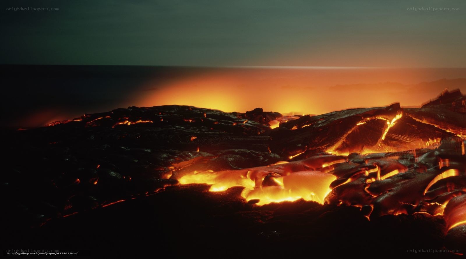 Lava flow at night