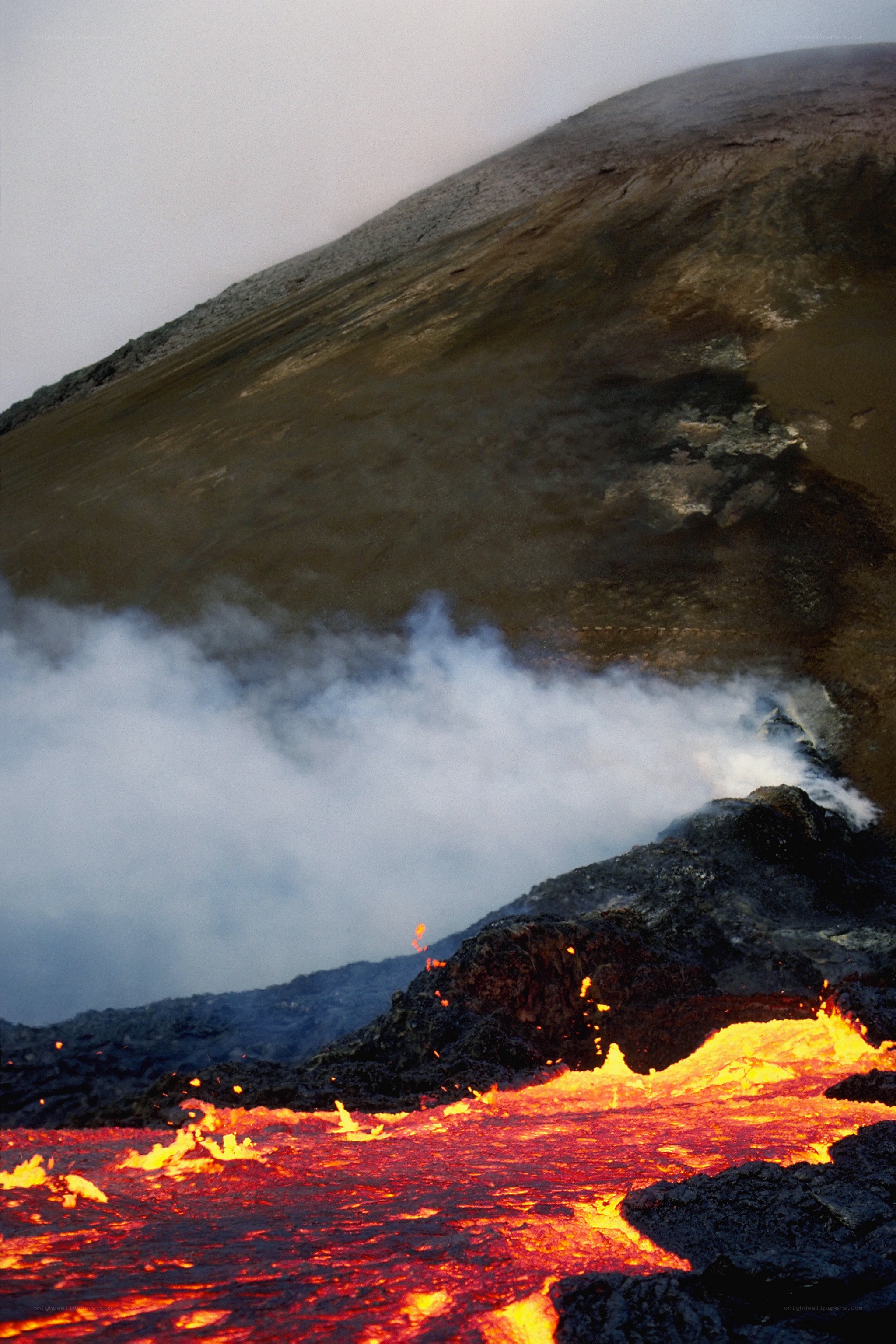 Lava flow from a volcano