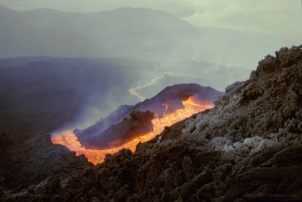 Lava flow from active volcano