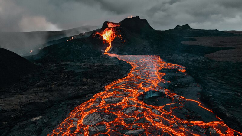 Lava Flow from Volcano — Black