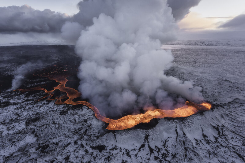 Lava Flow from Volcano — Gray