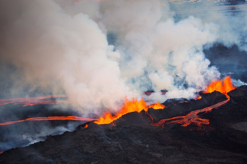 Lava Flow from Volcano — Orange, Dramatic