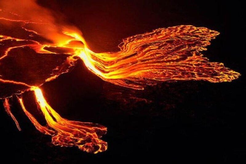 Lava Flow from Volcano — Red