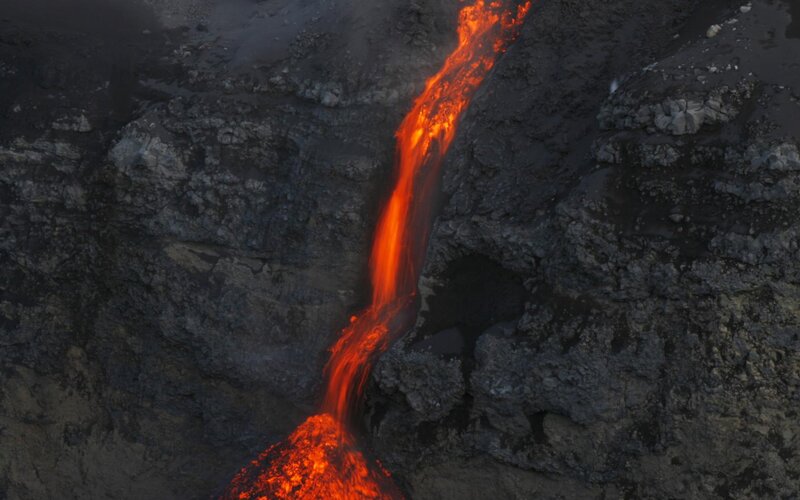 Lava flow from volcano
