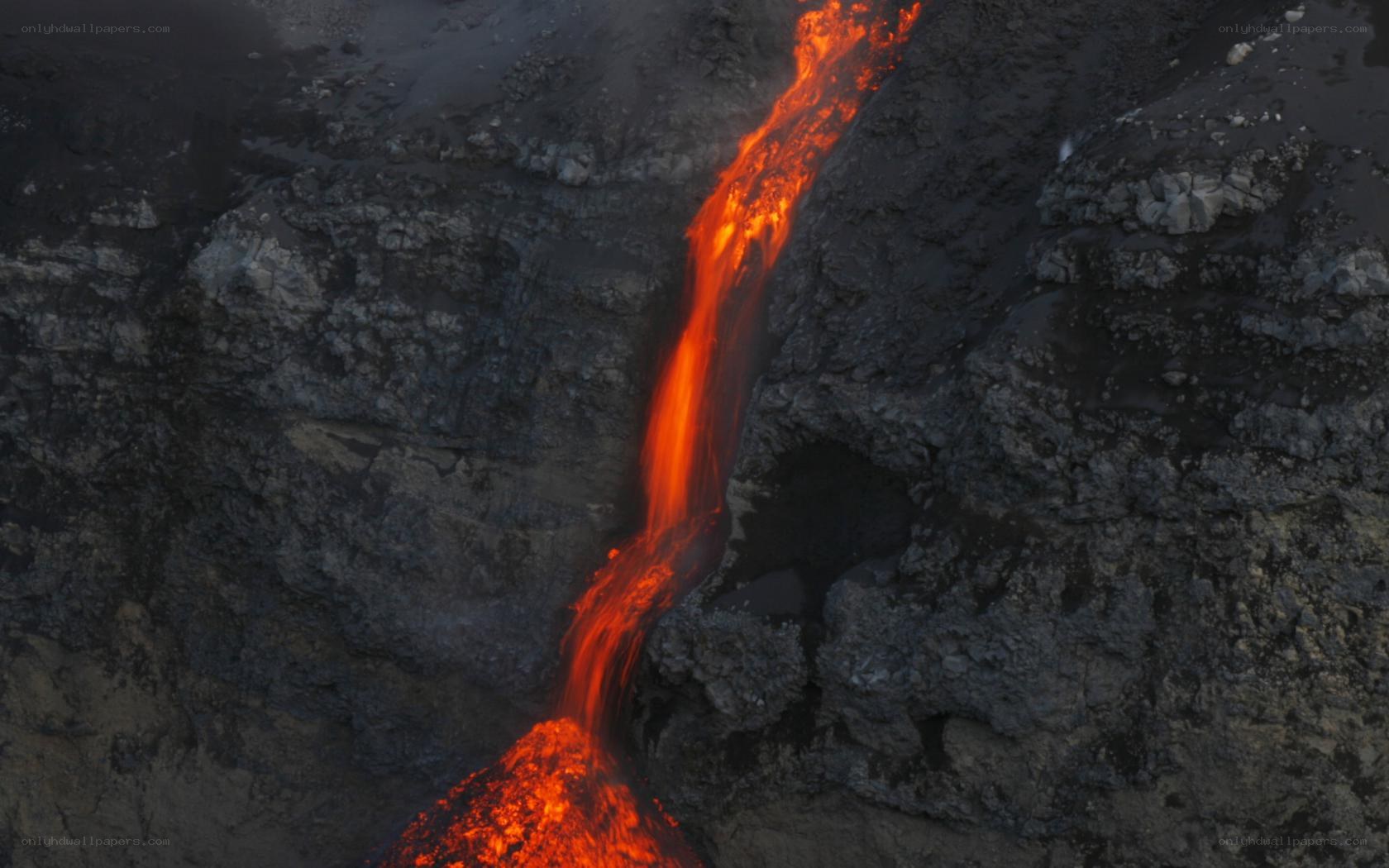 Lava flow from volcano